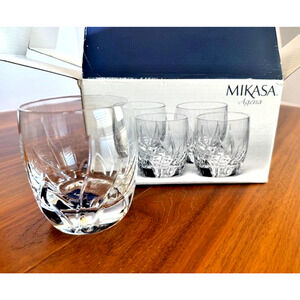 Set Of 4 Mikasa AGENA 5122465 Double Old Fashioned Crystal Glasses Slovenia NEW